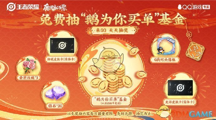 《王者荣耀》QQ春节福利玩法内容