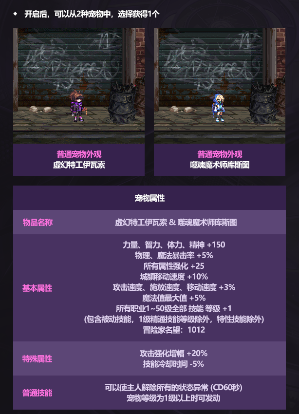 DNF2025国庆宠物属性一览