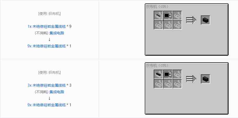 我的世界格雷科技6 9x 未绝缘线缆合成表大全