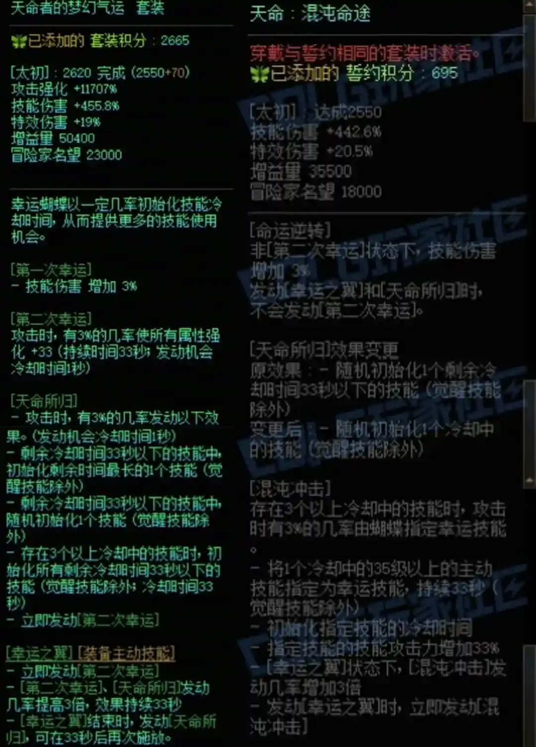 DNF天命加天命誓约右搭配属性一览
