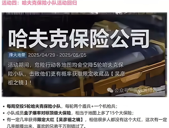 三角洲行动哈夫克保险公司活动介绍